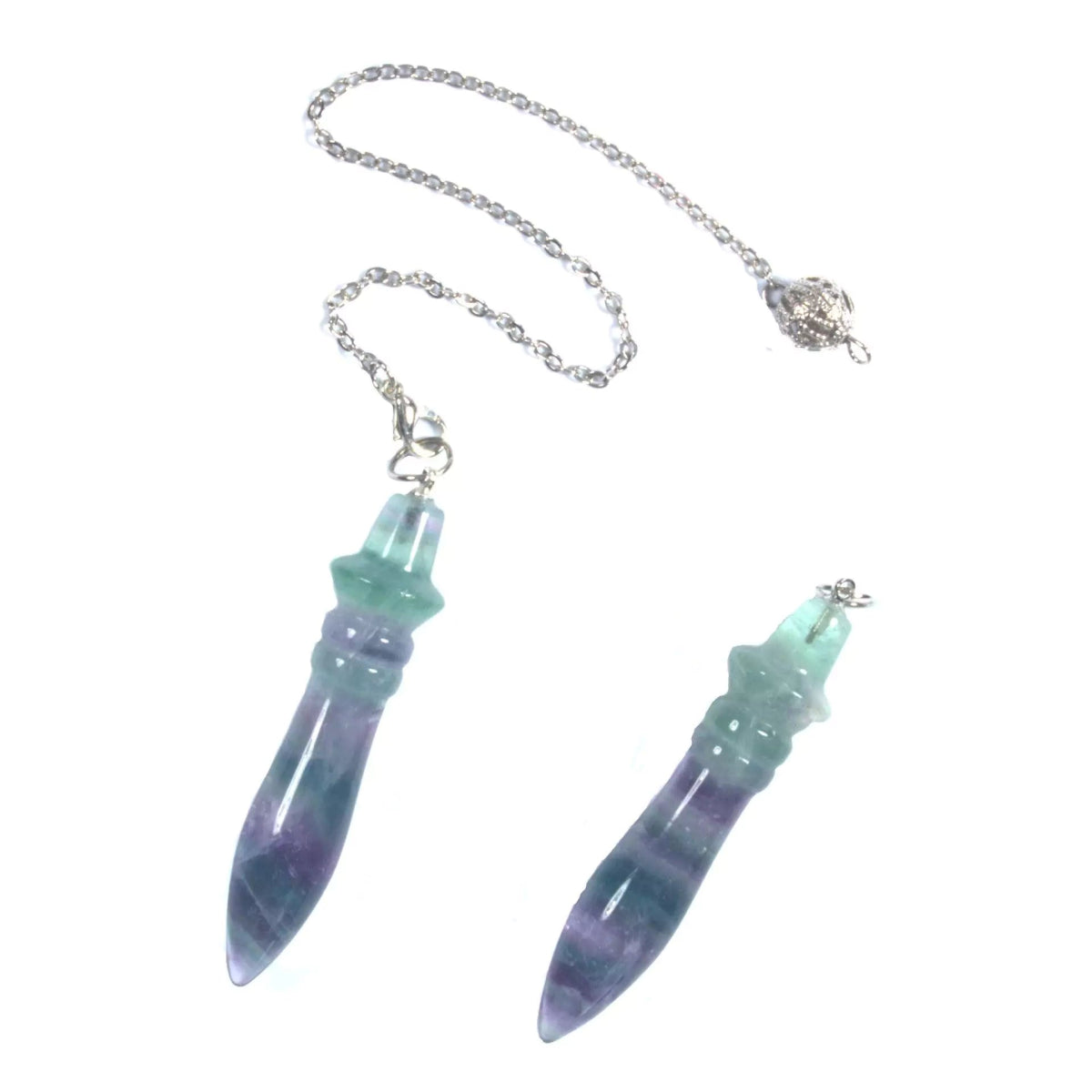 7 Chakra Fluorite Pendulum - Natural Crystal for Divination and Energy Healing - HigherFrequencies