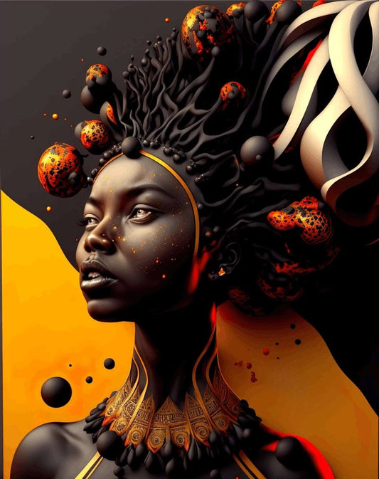 African Princess Abstract Digital AI Art Frame - HigherFrequencies