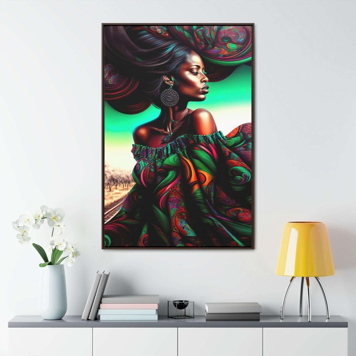 Beautiful Indian Woman Digital Abstract Art Framed - HigherFrequencies