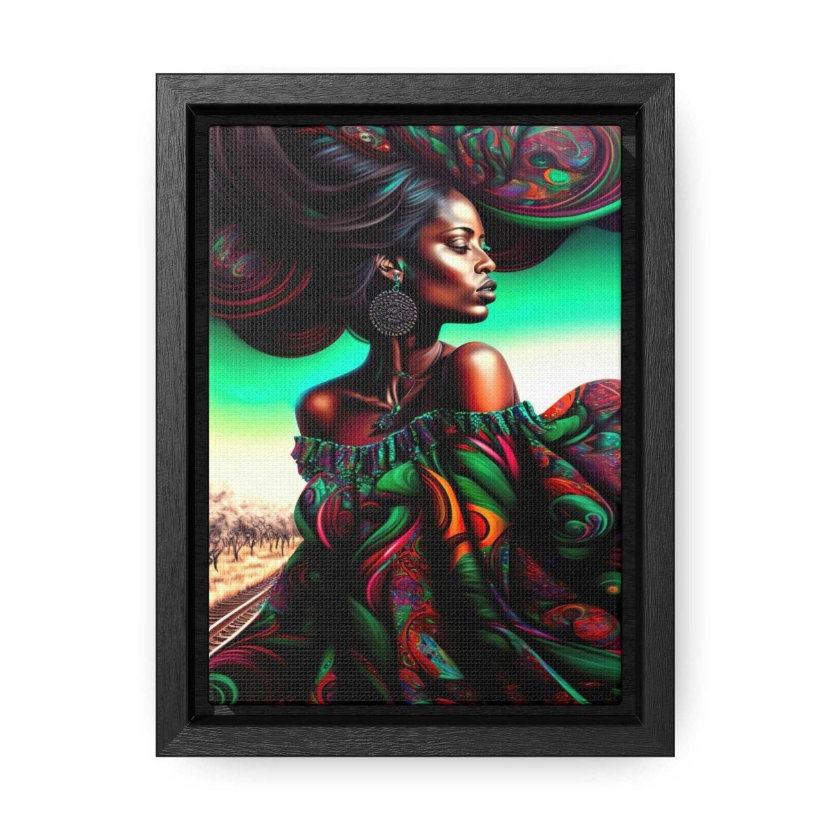 Beautiful Indian Woman Digital Abstract Art Framed - HigherFrequencies