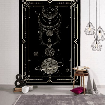 Black Witchcraft Tarot Tapestry - Mystical Wall Hanging for Spiritual Decor - HigherFrequencies