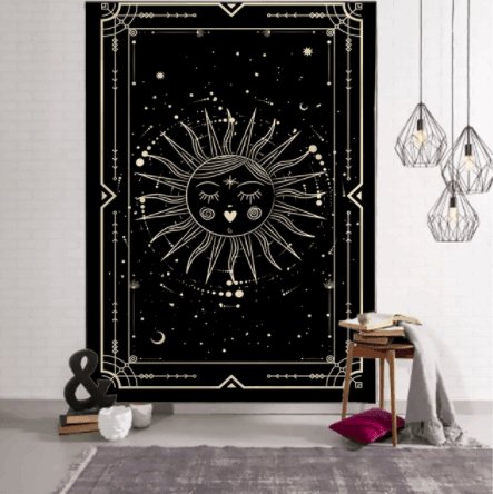 Black Witchcraft Tarot Tapestry - Mystical Wall Hanging for Spiritual Decor - HigherFrequencies