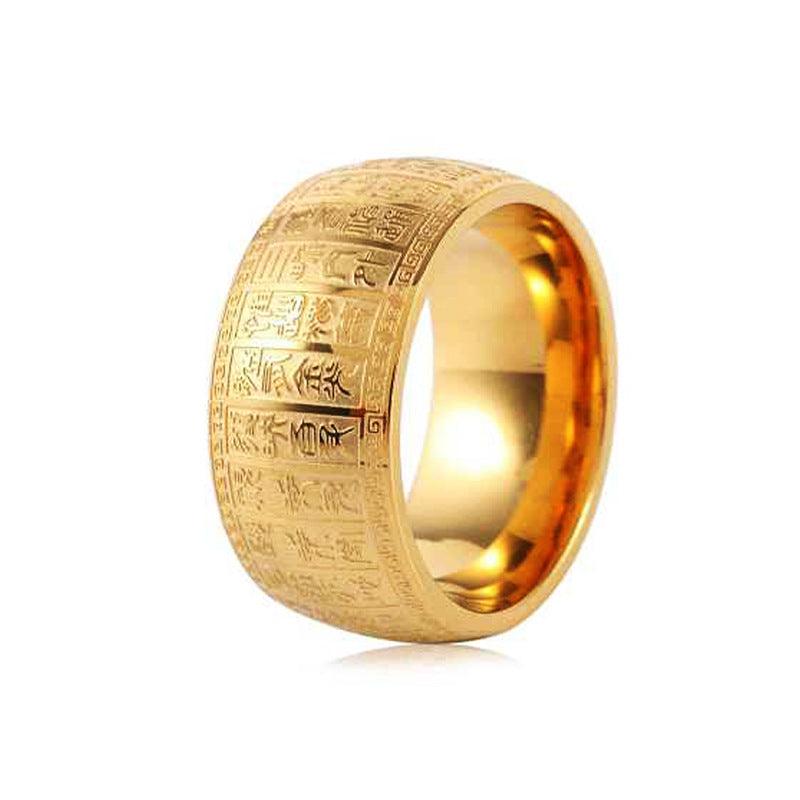 CHINESE BUDDHISM HEART SUTRA SCRIPTURE STAINLESS STEEL RING - HigherFrequencies