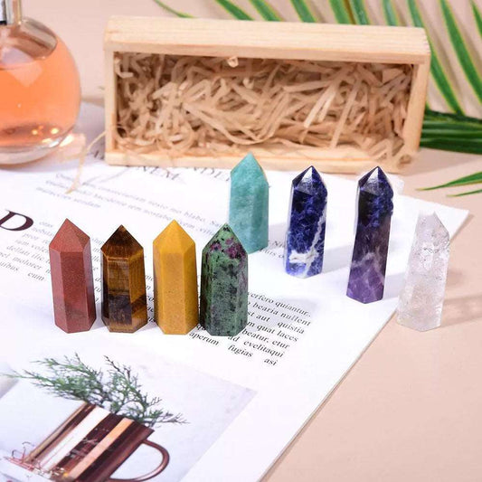 Crystal Energy Single Pointed Column Set - Sacred Gemstones for Chakra Boost - HigherFrequencies