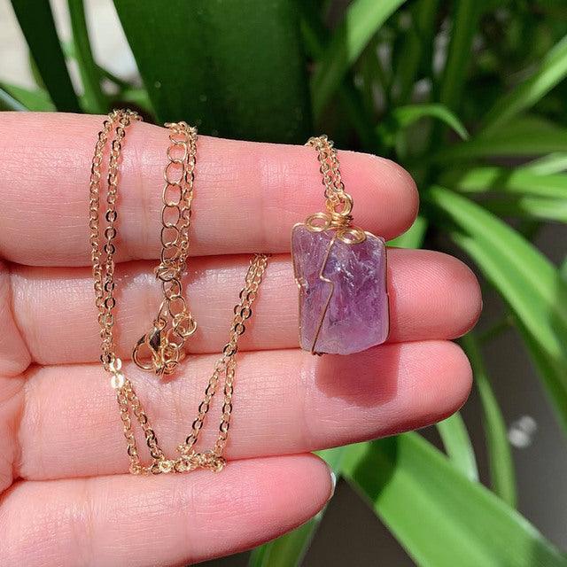 Crystal Gemstone Pendant Necklace - Handmade for Energy Boost and Intuition - HigherFrequencies