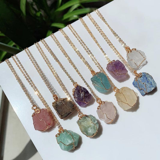 Crystal Gemstone Pendant Necklace - Handmade for Energy Boost and Intuition - HigherFrequencies