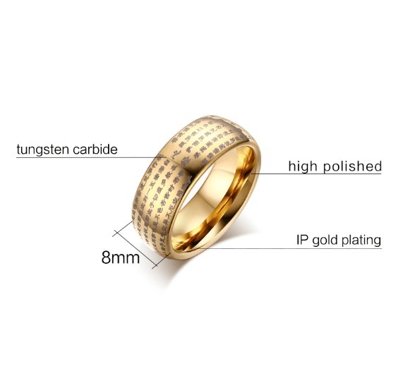 Engraved Ancient Chinese Wisdom Gold and Silver Ring - HigherFrequencies