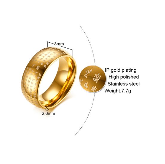 Engraved Ancient Chinese Wisdom Gold and Silver Ring - HigherFrequencies