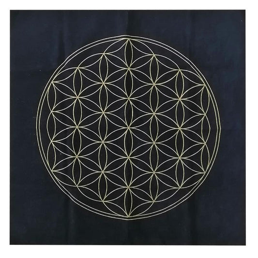 Flower of Life Alchemy Divination Tarot Tablecloth - Sacred Cloth for Altar and Spiritual Readings - HigherFrequencies
