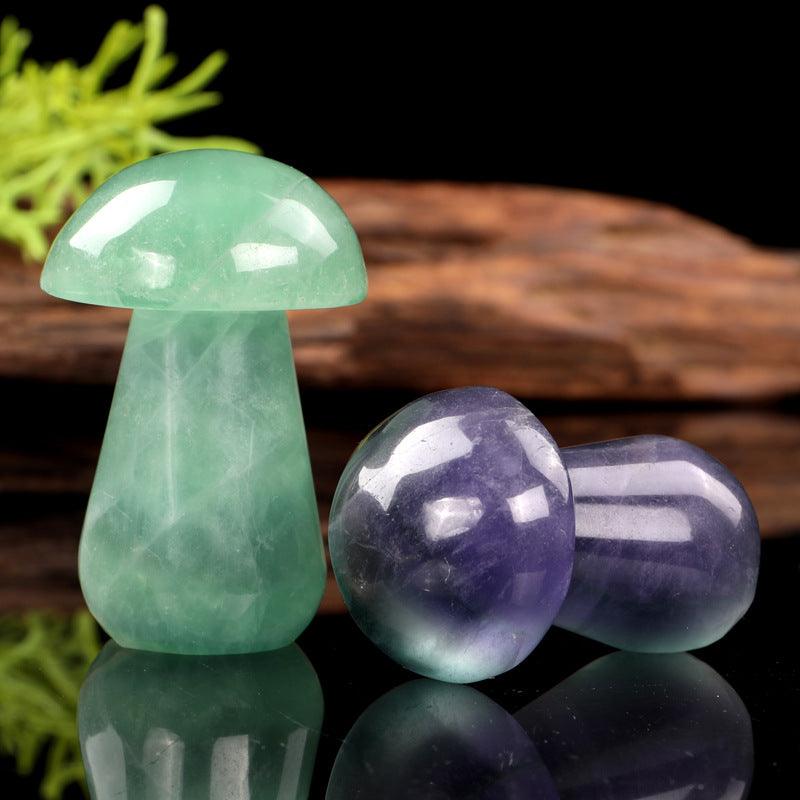 Fluorite Aura Crystals: Random Natural Gemstone Mushrooms | Higher Frequencies - HigherFrequencies