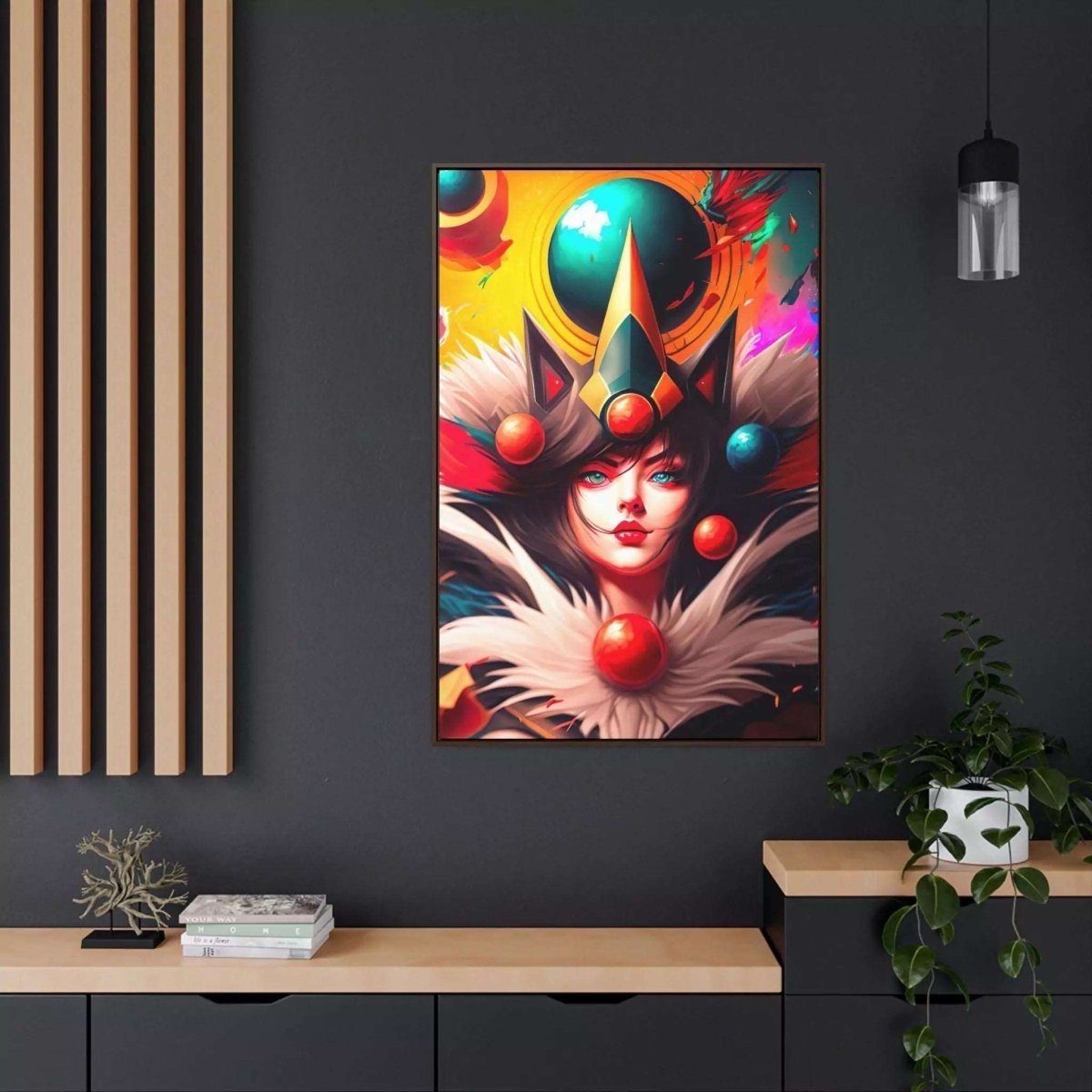Fox Spirit Priestess Vibrant - Digital Art Framed - HigherFrequencies