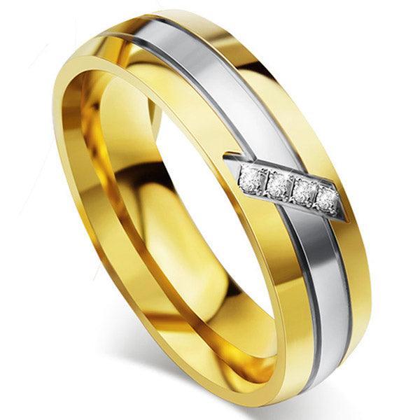 Gold & Silver Titanium Steel Couple Ring - HigherFrequencies