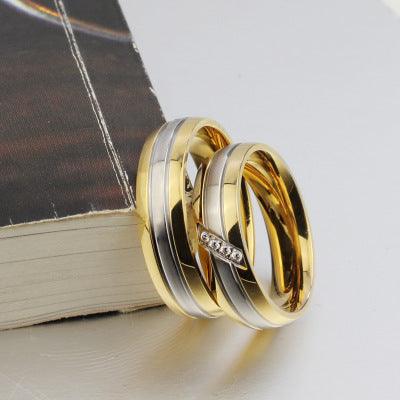 Gold & Silver Titanium Steel Couple Ring - HigherFrequencies