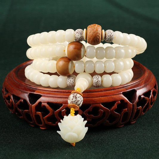 Hainan White Jade Bodhi Bracelet with 108 Buddhist Meditation Beads | Higher Frequencies - HigherFrequencies