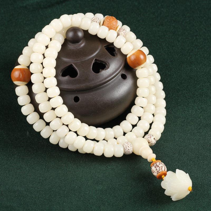 Hainan White Jade Bodhi Bracelet with 108 Buddhist Meditation Beads | Higher Frequencies - HigherFrequencies
