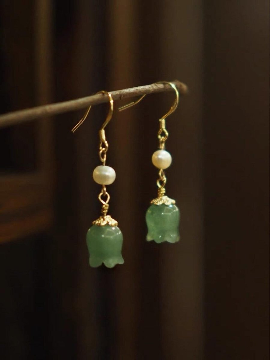 Jade Ancient Wind Chime Orchid Jade Earrings | Elegant Jade - HigherFrequencies