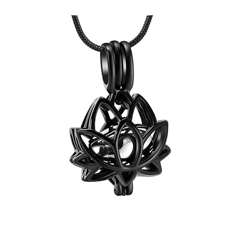 Lotus Flower Steel Ash Pendant Necklace - HigherFrequencies