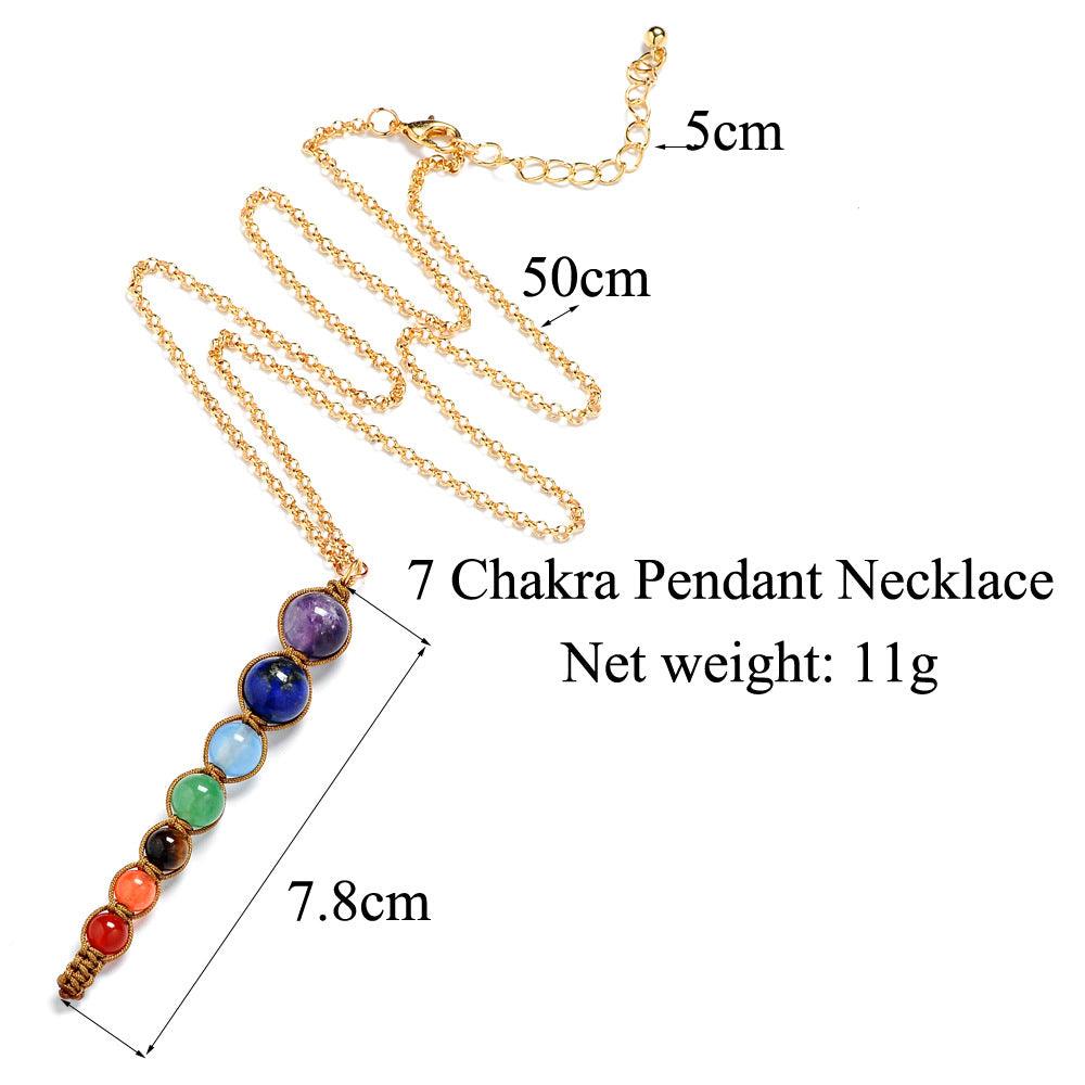 Natural Amethyst Seven Chakra Spirit Pendulum Necklace with Personality Cone Pendant - HigherFrequencies