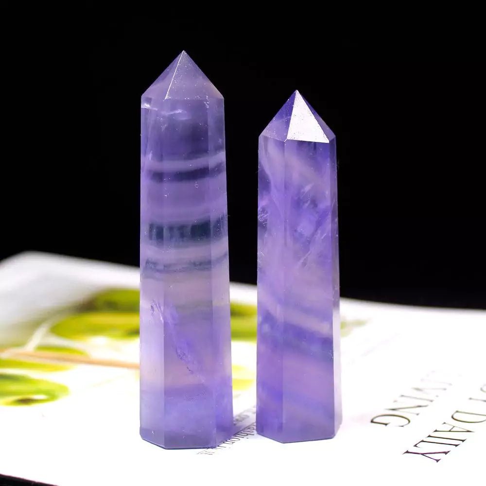 Natural Blue Purple Fluorite Crystal Column Energy Stone For Balance | Higher Frequencies - HigherFrequencies
