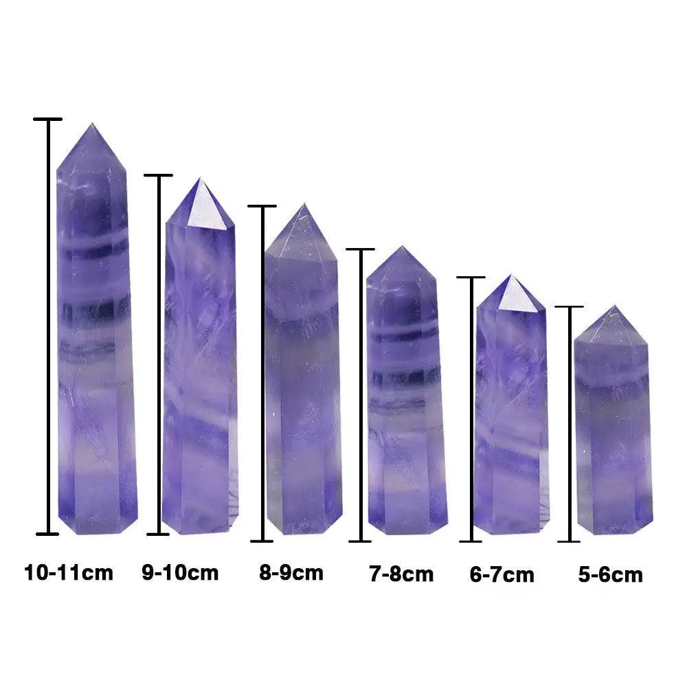 Natural Blue Purple Fluorite Crystal Column Energy Stone For Balance | Higher Frequencies - HigherFrequencies