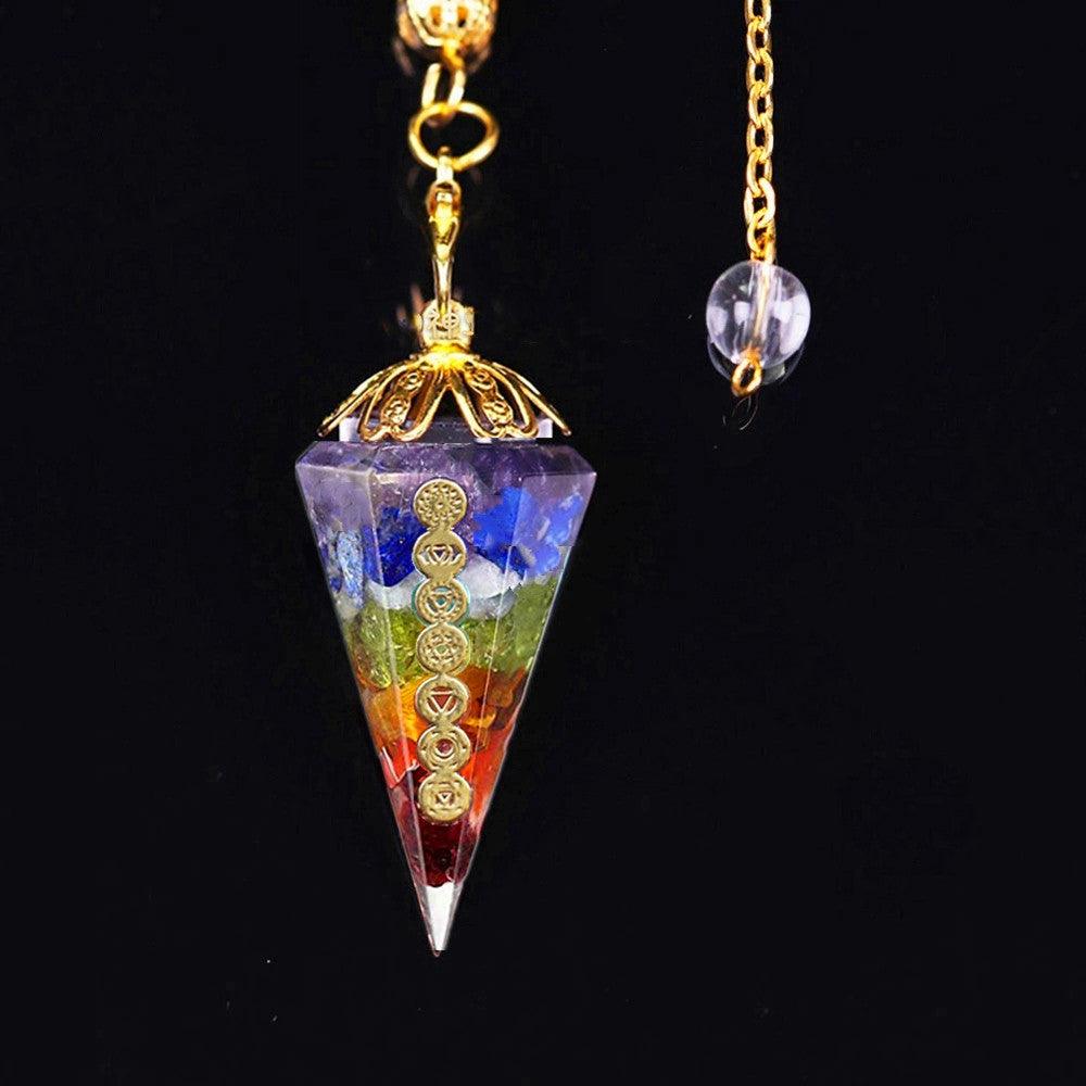 Natural Crystal Gold Chain Pendulum - 7 Chakra Divination Tool - HigherFrequencies