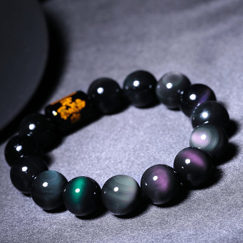Natural Rainbow Obsidian Protection Bracelet: A Shield of Vibrant Energy | Higher Frequencies - HigherFrequencies