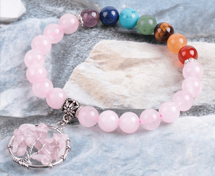 Radiant Chakra Bracelet: Illuminate Your Energy with Rose Gold and Crystals - HigherFrequencies