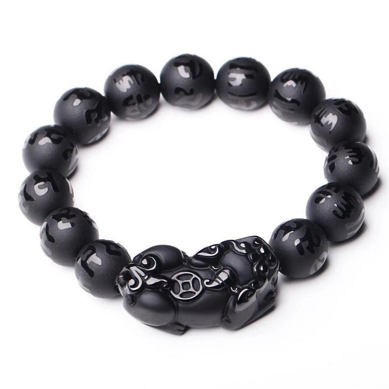 Six Words to Wealth: Pi Yao Obsidian Mantra Bracelet | Higher Frequencies - HigherFrequencies