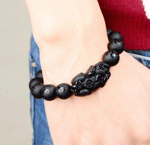 Six Words to Wealth: Pi Yao Obsidian Mantra Bracelet | Higher Frequencies - HigherFrequencies