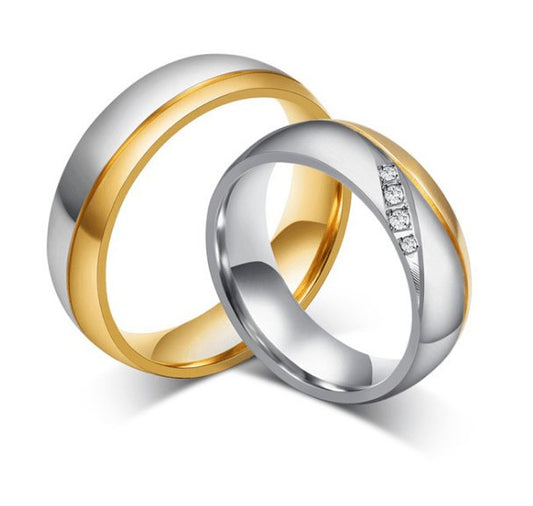 Stunning Gold Titanium Steel Couple Rings - Perfect For Your Wedding Day - HigherFrequencies