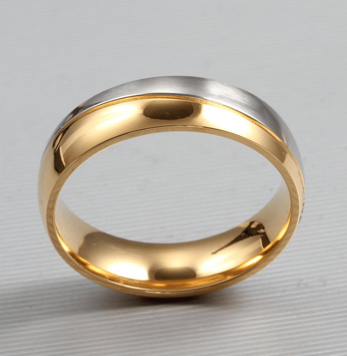 Stunning Gold Titanium Steel Couple Rings - Perfect For Your Wedding Day - HigherFrequencies