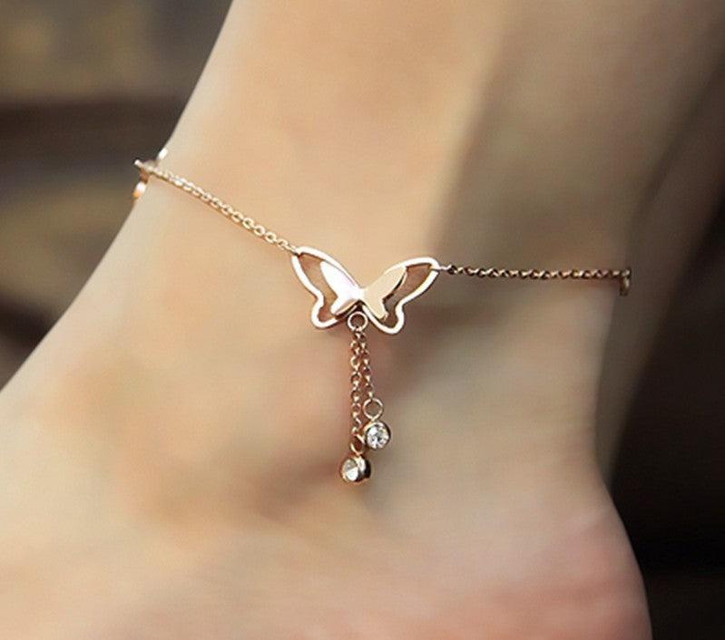 Symbol Of Renewal Butterfly Ankle Bracelet | Handmade Transformation Jewelry - HigherFrequencies