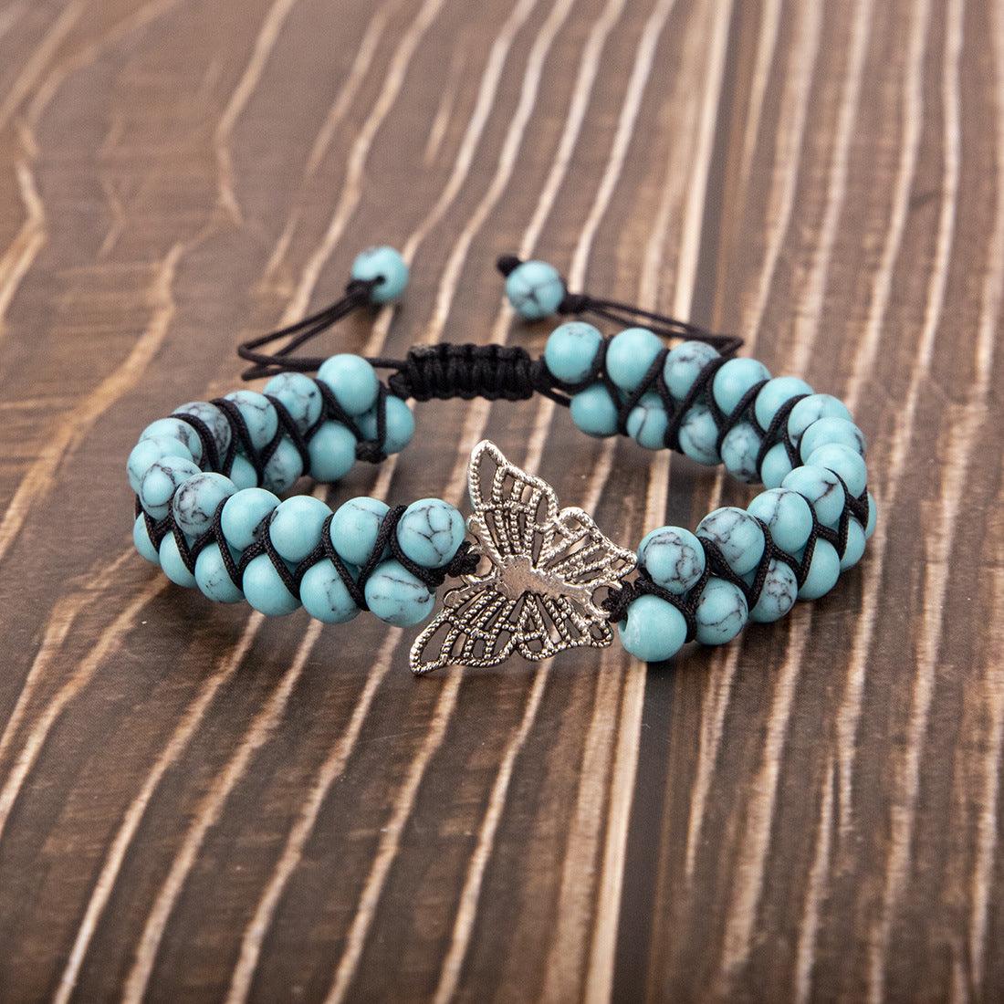 Tree of Life Double Row Bracelet: Natural Stone Beads for Grounding | Higher Frequencies - HigherFrequencies