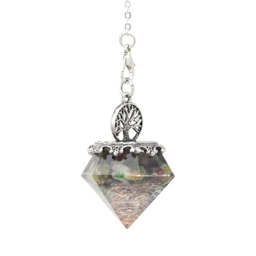 Tree Of Life Mixed Gemstone Pendulum - Natural Crystal for Divination and Energy Work - HigherFrequencies