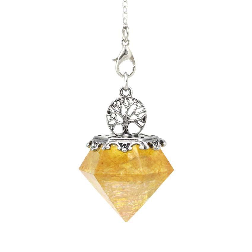 Tree Of Life Mixed Gemstone Pendulum - Natural Crystal for Divination and Energy Work - HigherFrequencies