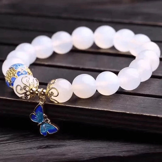 White Agate Butterfly Bracelet for Transformation & Spiritual Growth | Higher Frequencies - HigherFrequencies