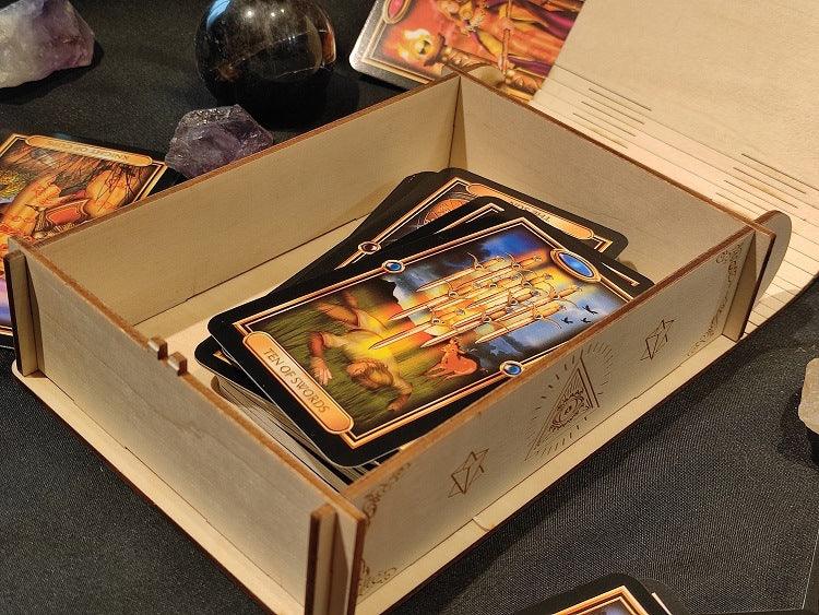 Wooden Tarot Storage Box - Decorative Organizer for Sacred Cards - HigherFrequencies