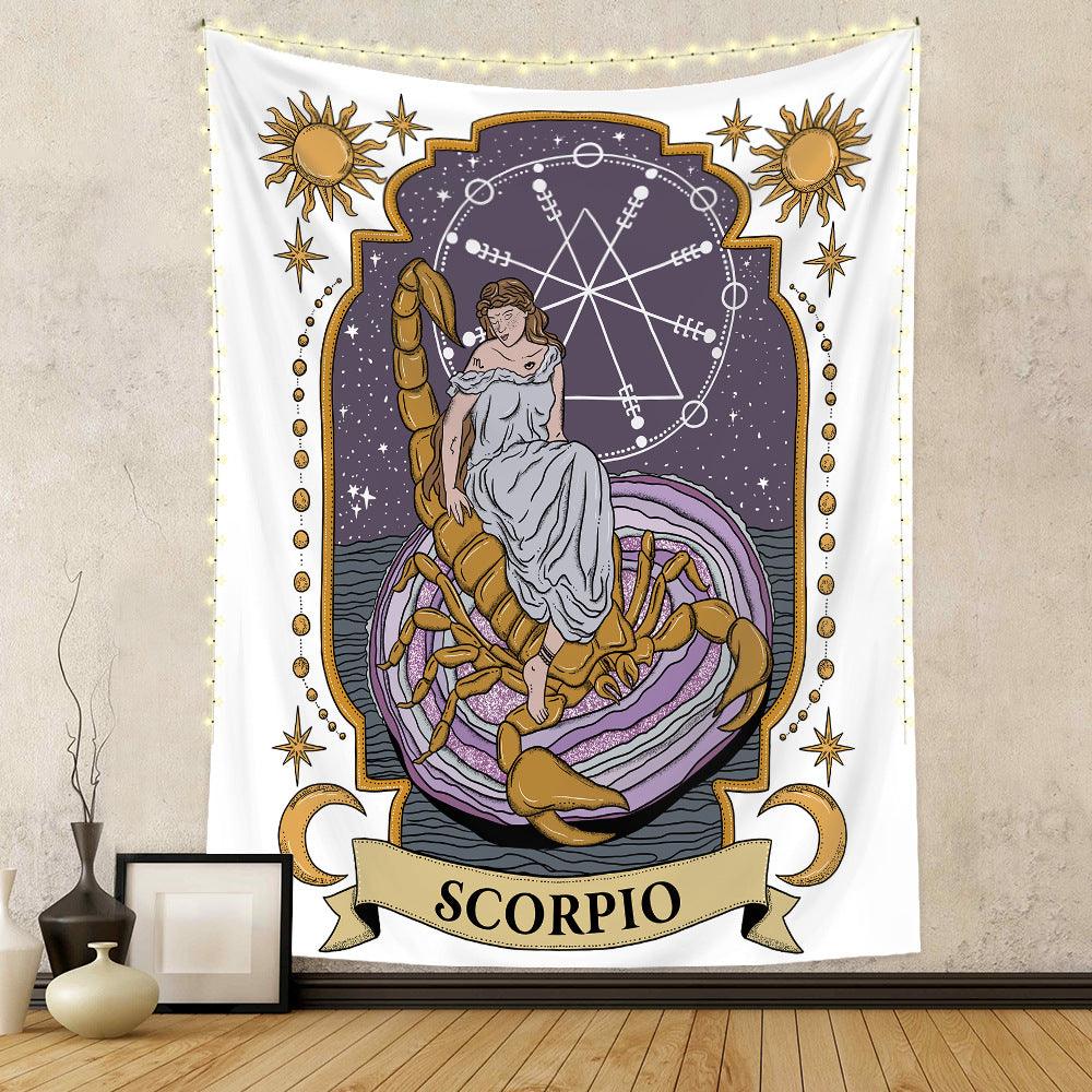 Zodiac Constellation Tarot Tapestry - Celestial Wall Hanging with Twelve Zodiac Signs - HigherFrequencies