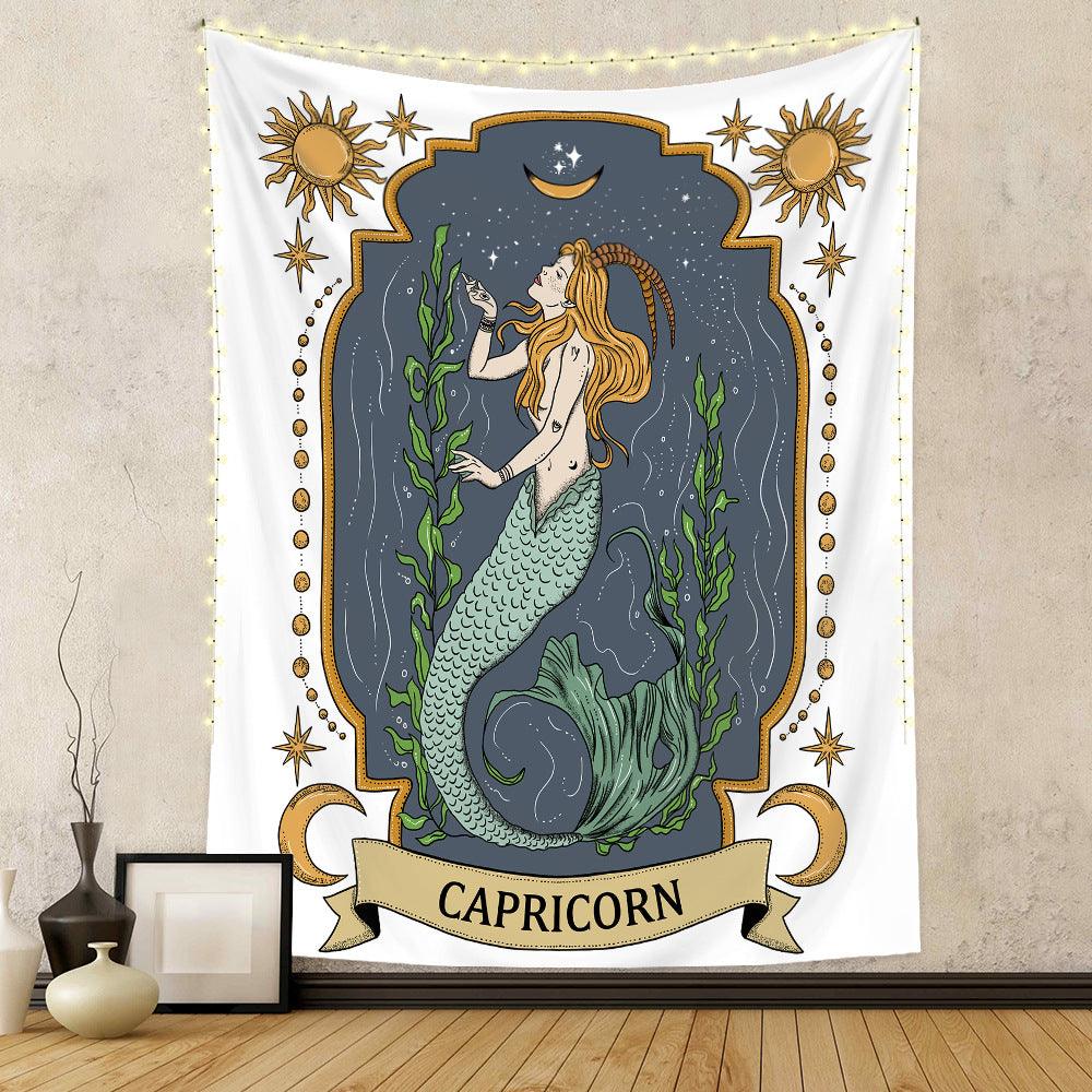 Zodiac Constellation Tarot Tapestry - Celestial Wall Hanging with Twelve Zodiac Signs - HigherFrequencies